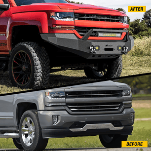 Front Bumper for 2016-2018 Chevy Silverado 1500 Pickup Trucks Textured Black Solid Steel Off-road with 120W Light Bar 18w Pods Nilight