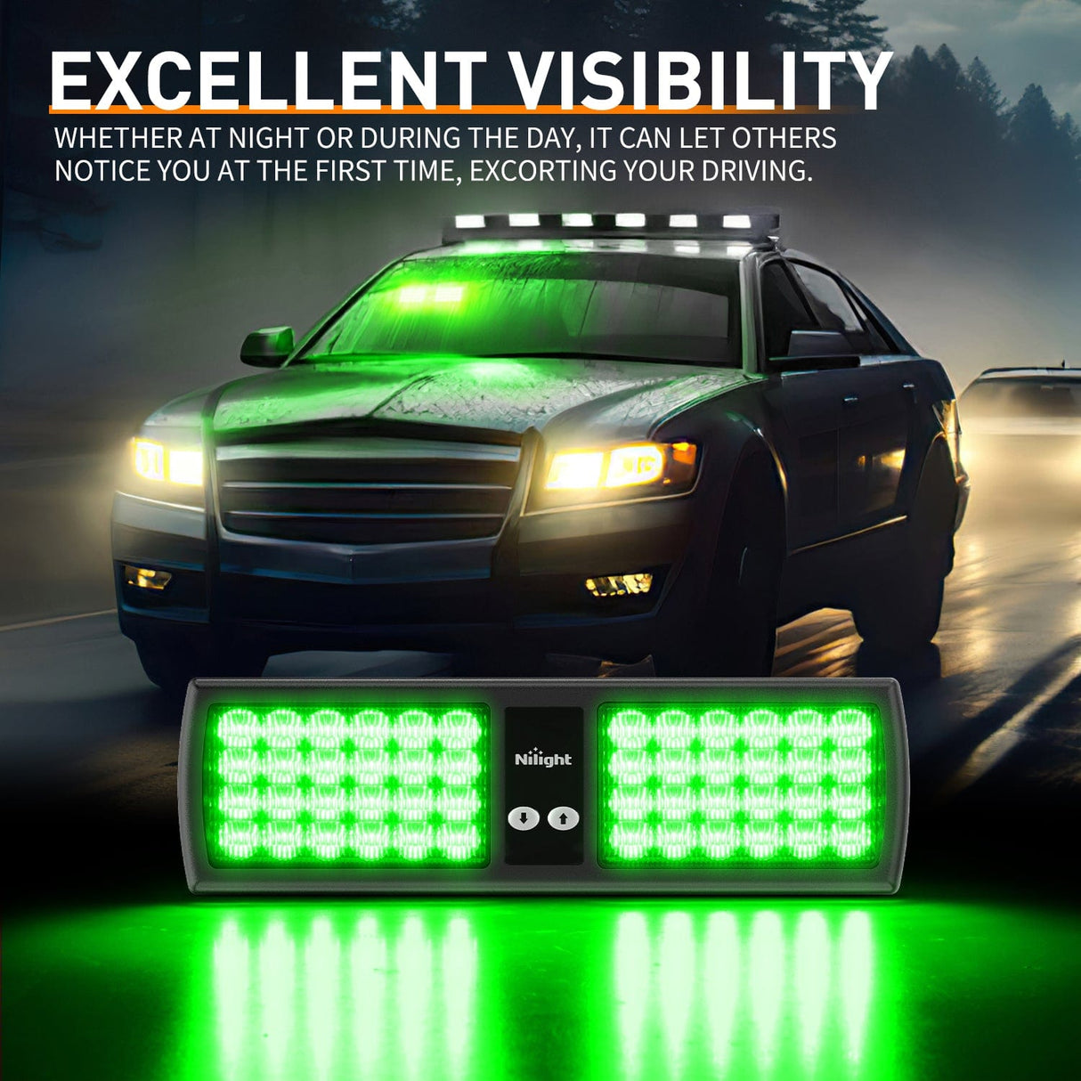 48 LED Green Emergency Warning Strobe Lights Nilight