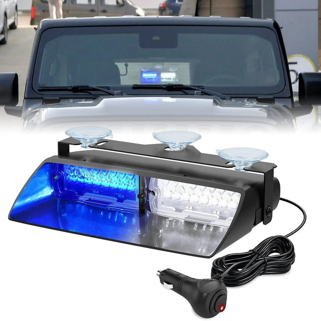 8 Inch 16 Leds Windshield Hazard Blue White Strobe Light Nilight