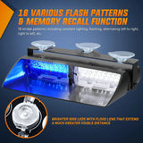 8 Inch 16 Leds Windshield Hazard Blue White Strobe Light Nilight