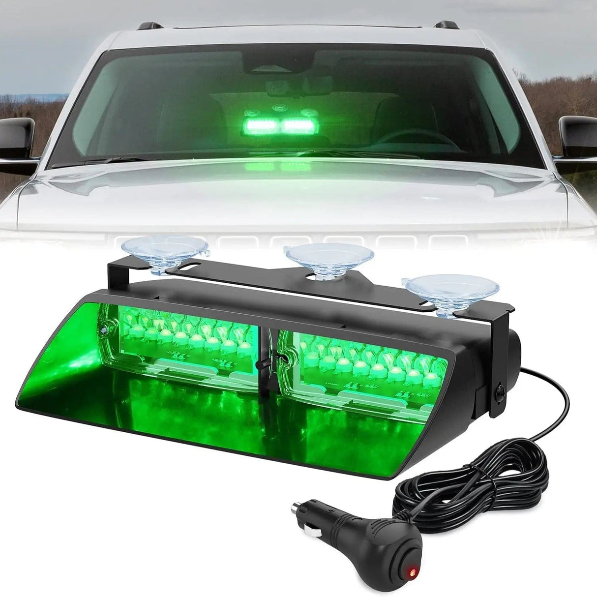 8 Inch 16 Leds Windshield Hazard Green Strobe Light Nilight