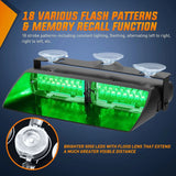 8 Inch 16 Leds Windshield Hazard Green Strobe Light Nilight