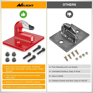 Tractor Bucket Grab Hook 3/8 Inch Red (Pair) Nilight