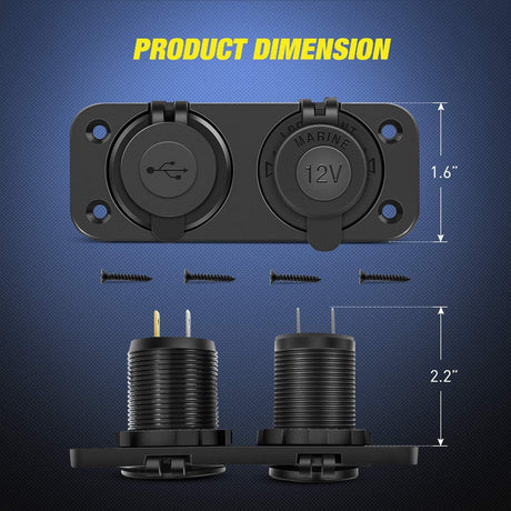 PD Type C and USB Charger Cigarette Lighter Socket Pre-Wired 12V 24V Nilight