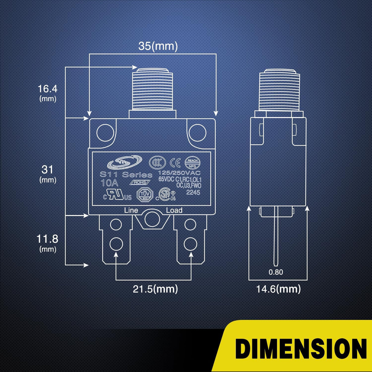 5Pcs 10Amp Terminals Circuit Breaker Nilight