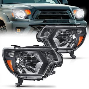 2012-2015 Toyota Tacoma Headlight Assembly Black Housing Amber Reflector Clear Lens Nilight