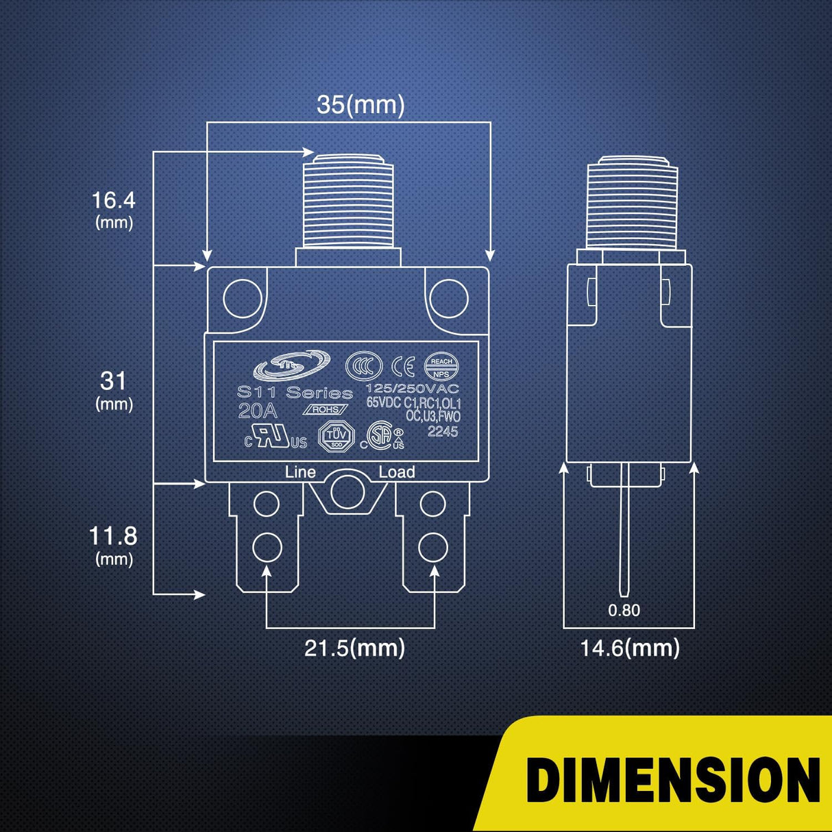 5Pcs 20Amp Terminals Circuit Breaker Nilight