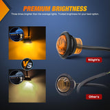 3/4 inch Amber Round LED Marker Lights 2 Connectors (10 Pcs) Nilight