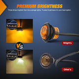 3/4¡± Amber Round LED Marker Lights 3 Connectors (10 Pcs) Nilight