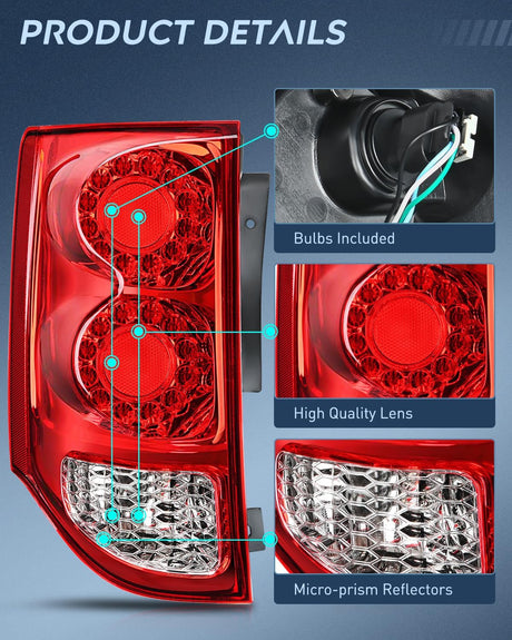 2011-2020 Dodge Grand Caravan Taillight Assembly Rear Lamp Replacement OE Style Driver Passenger Side Nilight