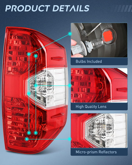 Taillight Assembly Taillight Assembly Compatible with 2014 2015 2016 2017 2018 2019 2020 2021 Toyota Tundra Rear Lamp Replacement OE Style Driver Side and Passenger Side