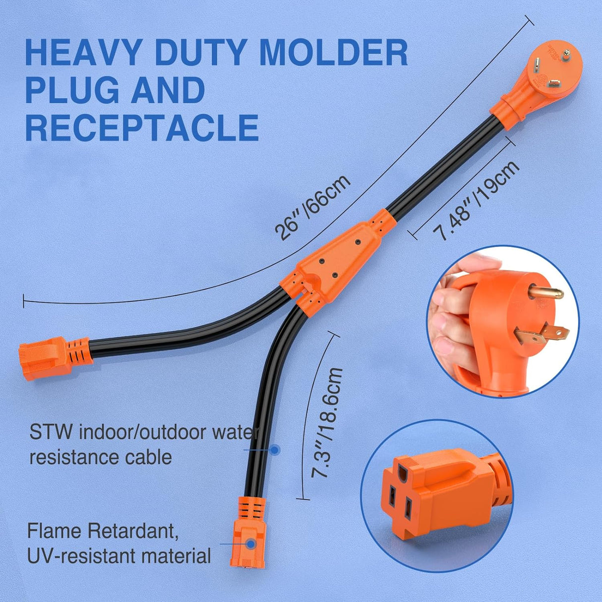 30Amp to Two 15Amp RV Y Splitter Adapter Cord Nilight