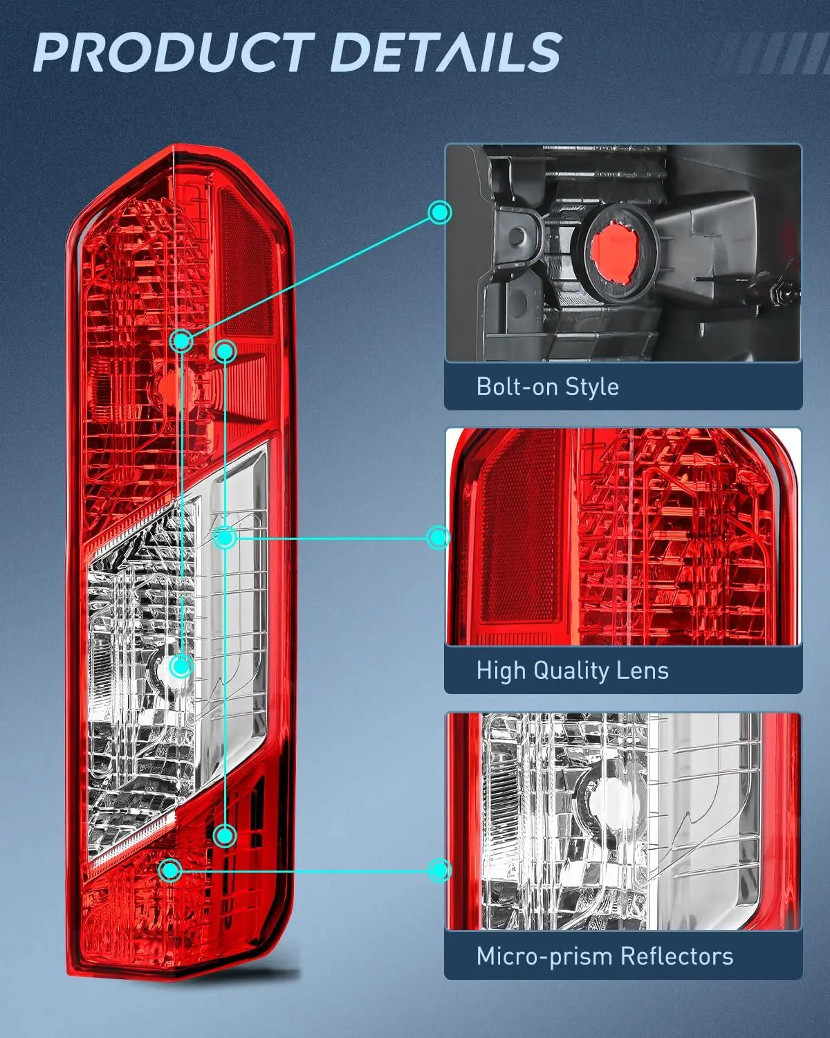 Taillight Assembly Taillight Assembly Compatible with 2015 2016 2017 2018 2019 2020 2021 2022 2023 Ford Transit 150 250 350 350HD Rear Lamp Replacement OE Style Passenger Side