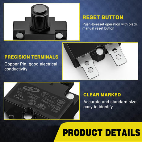 5Pcs 5Amp Terminals Circuit Breaker Nilight