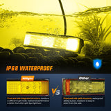 6.5 Inch 60W Amber Side Shooter Quadruple Row Spot Flood LED Light Bars (Pair) Nilight