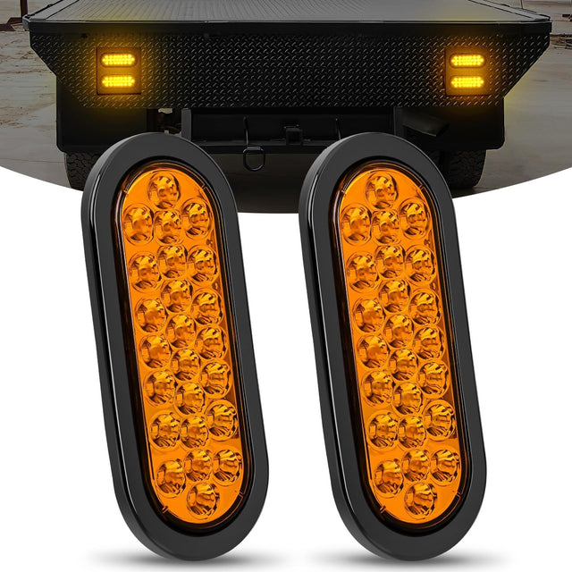 6 Inch Oval Amber 24Leds Trailer Tail Lights (Pair) Nilight