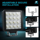 5 Inch 25LED Square Flood Built-in EMC LED Pod Lights (Pair) Nilight