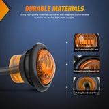 3/4” Amber Round LED Marker Lights 3 Connectors (10 Pcs) Nilight