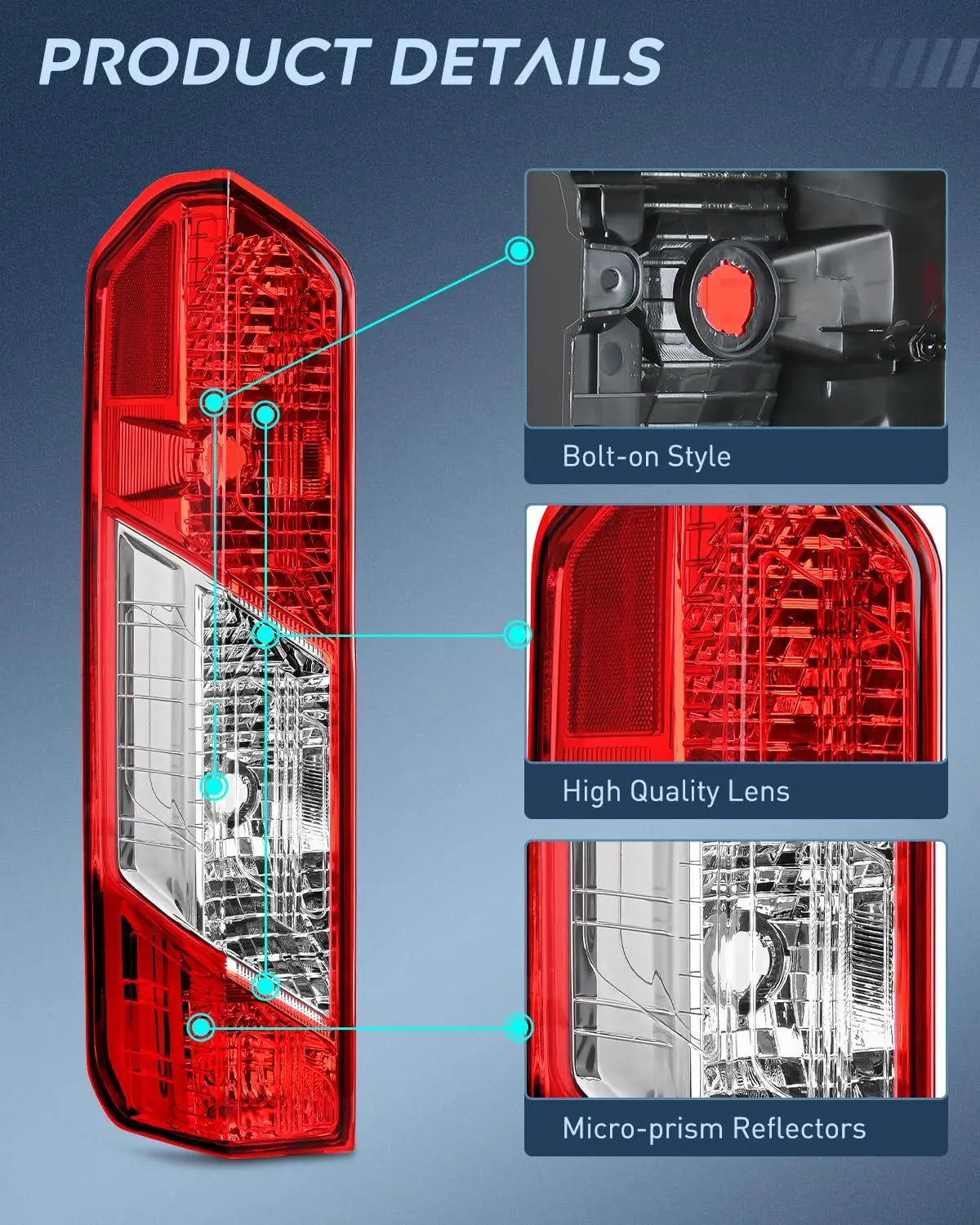 Taillight Assembly Taillight Assembly Compatible with 2015 2016 2017 2018 2019 2020 2021 2022 2023 Ford Transit 150 250 350 350HD Rear Lamp Replacement OE Style Driver Side and Passenger Side