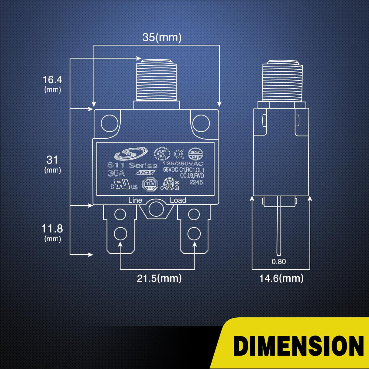 5Pcs 5A 10A 15A 20A 30A Terminals Circuit Breaker Nilight