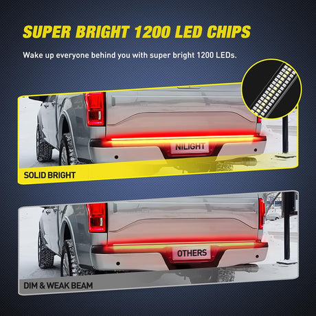 60 Inch Aluminum Frame Triple Row 1200 Leds Red White Light Strip Nilight