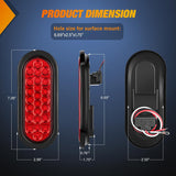 6 Inch Oval Red 24Leds Trailer Tail Lights 4Pcs Nilight