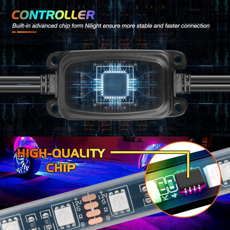 15.5 Inch LED Wheel Ring Lights Double Row RGB APP Remote Control 4Pcs Nilight