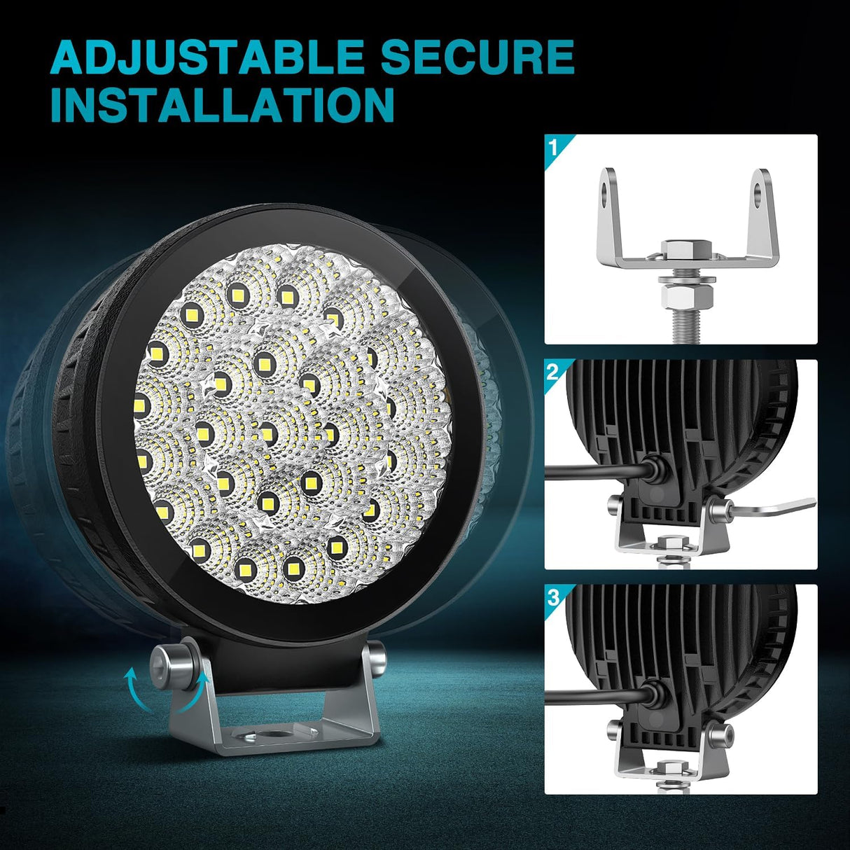 4.3 Inch 25LED Round Flood Built-in EMC LED Pod Lights (Pair) Nilight