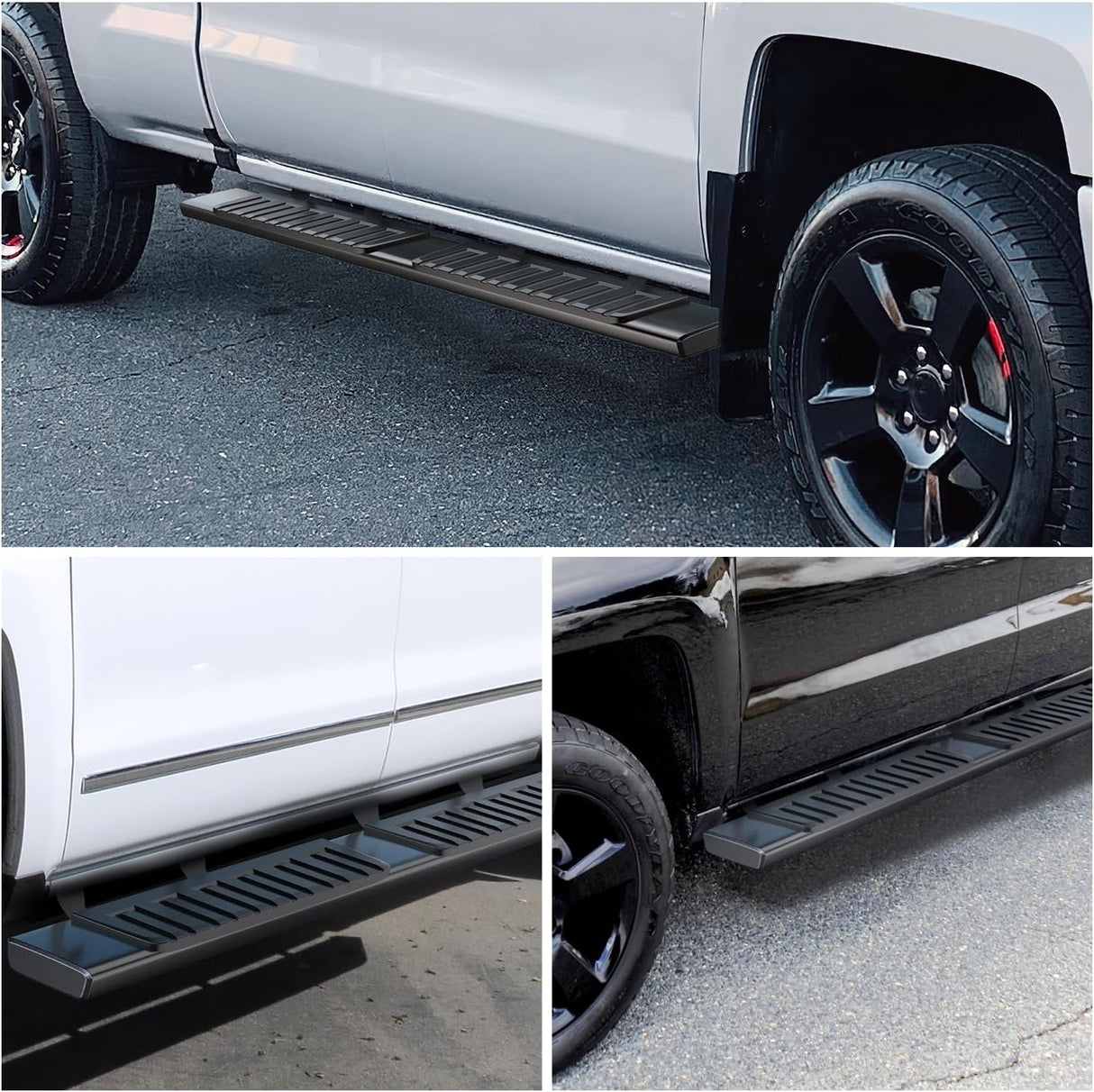 2007-2018 Chevy Silverado/GMC Sierra 1500 Crew Cab 2007-2019 Chevy Silverado/GMC Sierra 2500HD 3500HD 6 Inch Slip-Proof Aluminum Side Step Nerf Bars Nilight