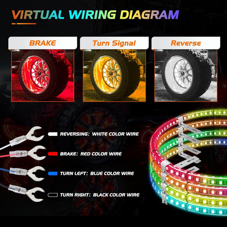 15.5 Inch LED Wheel Ring Lights Double Row RGB APP Remote Control 4Pcs Nilight