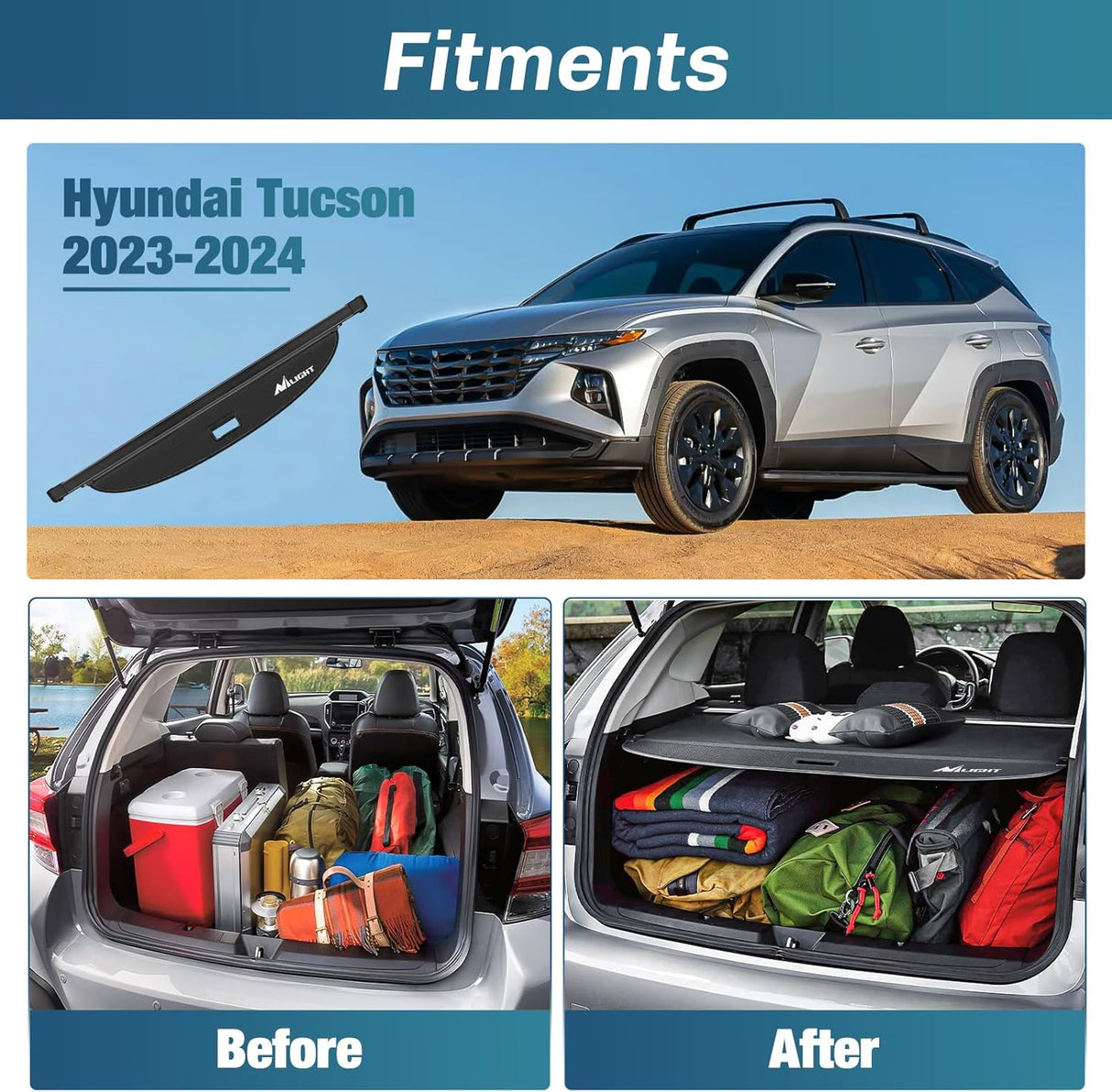 2021-2024 Hyundai Tucson Retractable Trunk Cargo Cover Nilight