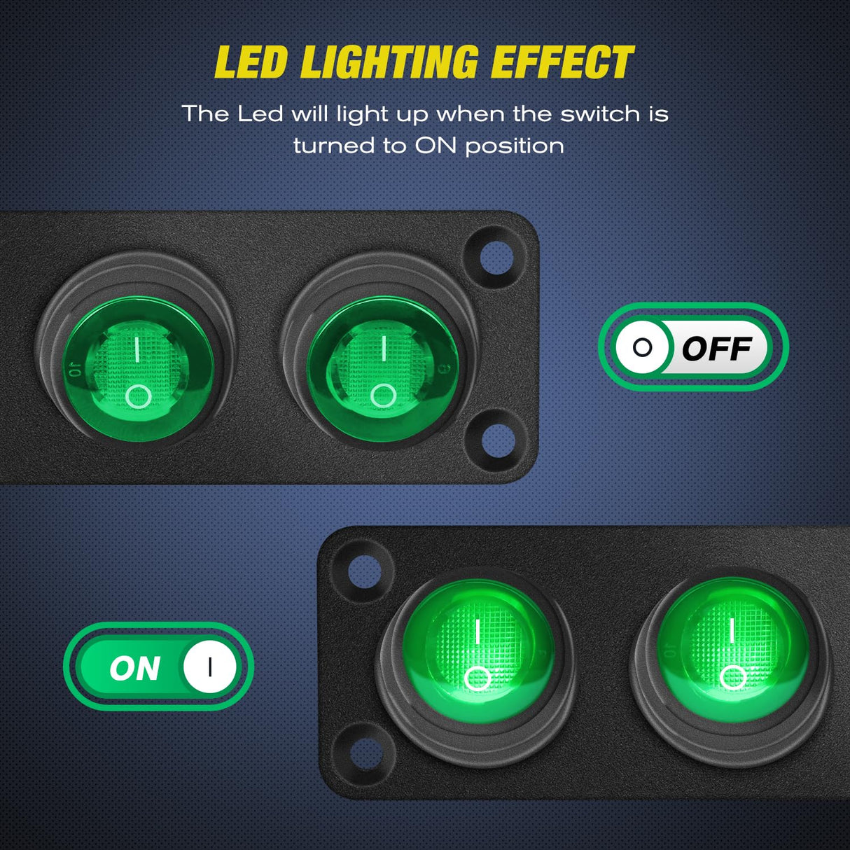 3Gang 3Pin Pre-wired Toggle Switch Panel Green Nilight