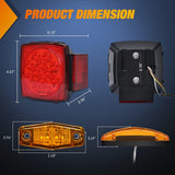 LED Trailer Light Kit Square Stop Turn Tail Light Red Amber Side Marker Light Third Brake ID Light Bar Nilight