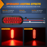 6 Inch Oval Red 24Leds Trailer Tail Lights 2Pcs Nilight