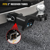 Fusion Trailer Hitch Mount with 2 Inch Trailer Ball 5/8 Inch Hitch Pin Clip 2 Inch Rise Nilight