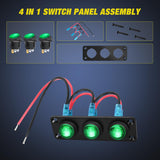 3Gang 3Pin Pre-wired Toggle Switch Panel Green Nilight