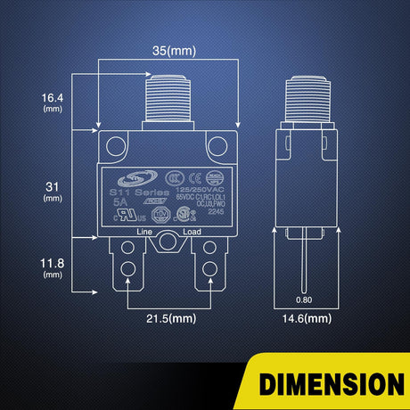 5Pcs 5Amp Terminals Circuit Breaker Nilight