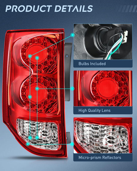 2011-2020 Dodge Grand Caravan Taillight Assembly Rear Lamp Replacement OE Style Driver Side Nilight