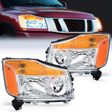 2004-2015 Titan 2005-2007 Armada 2004 Pathfinder Armada Headlight Assembly Chrome Case Amber Reflector Nilight