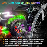 17.5 Inch LED Wheel Ring Lights Single Row RGB APP Remote Control 4Pcs Nilight