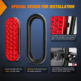 6 Inch Oval White Red 24Leds Trailer Tail Lights 4Pcs Nilight