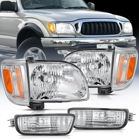 2001-2004 Toyota Tacoma Headlight Assembly Chrome Case Amber Reflector Nilight