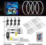 17.5 Inch LED Wheel Ring Lights Single Row RGB APP Remote Control 4Pcs Nilight