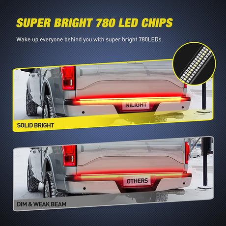 48" Aluminum Frame Triple Row 780 Leds Red/White Light Strip Nilight