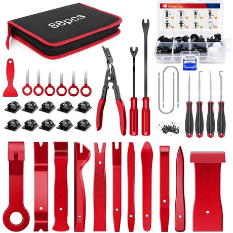 88 Pcs Trim Removal Tool Kit Red Nilight