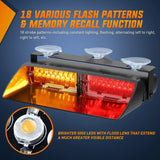 led strobe light 8" 16 Leds Windshield Hazard Amber Red Strobe Light