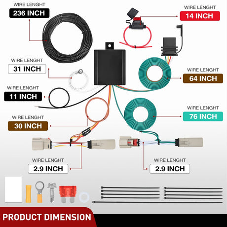 4 Pin Trailer Wiring Harness Kit Custom for 2021-2024 Ford Bronco with LED taillights Nilight