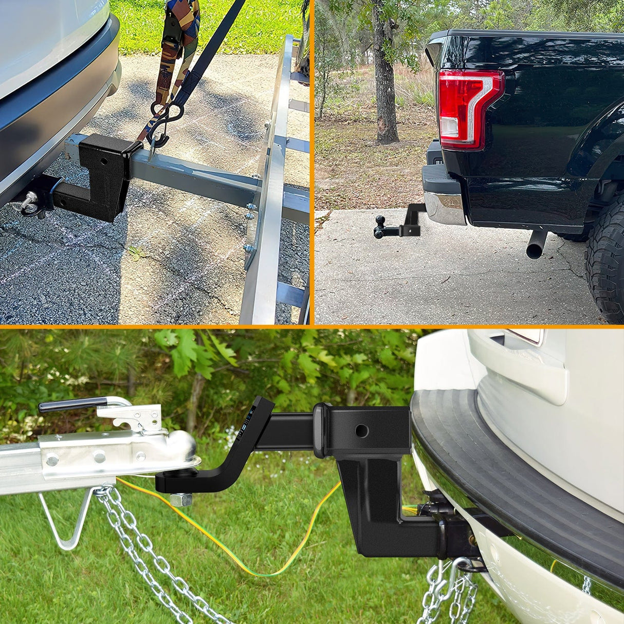 2 Inch Trailer Dual Hitch Receiver with 6Inch Rise or Drop Nilight