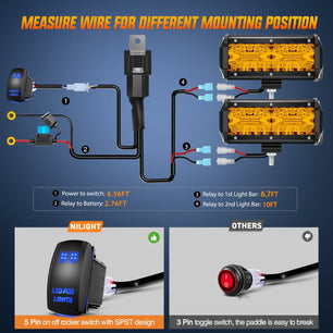 2PCS 6.5 Inch Amber 120W with Wiring Harness Kit-2 Leads Nilight