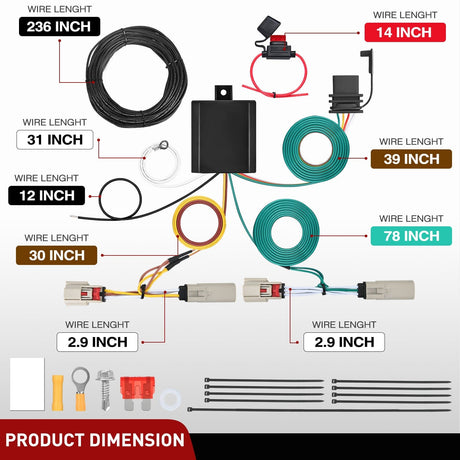 4 Pin Trailer Wiring Harness Kit Custom for 2021-2024 Ford Bronco without LED taillights Nilight